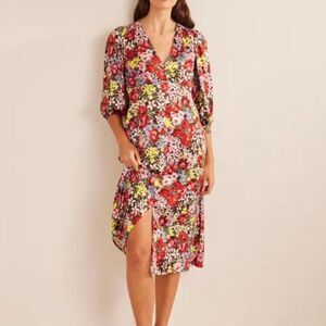 Boden Button Detail Satin Tea Dress
